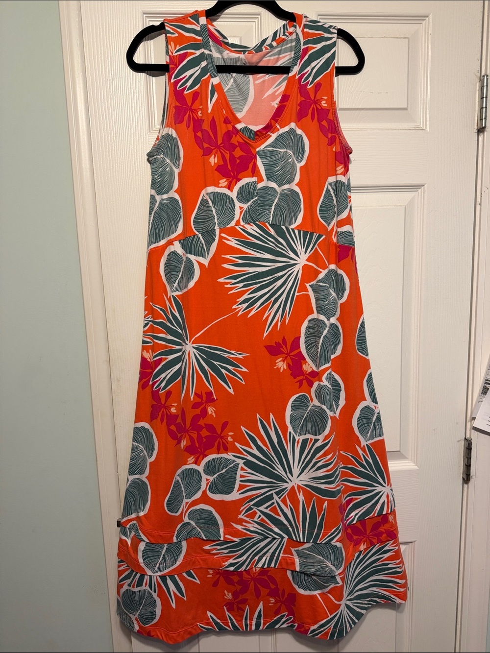Cudl Duds Sleeveless Orange Tropical Print Maxi Dress